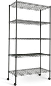 Sturdy 5-Tier Black Storage Shelf