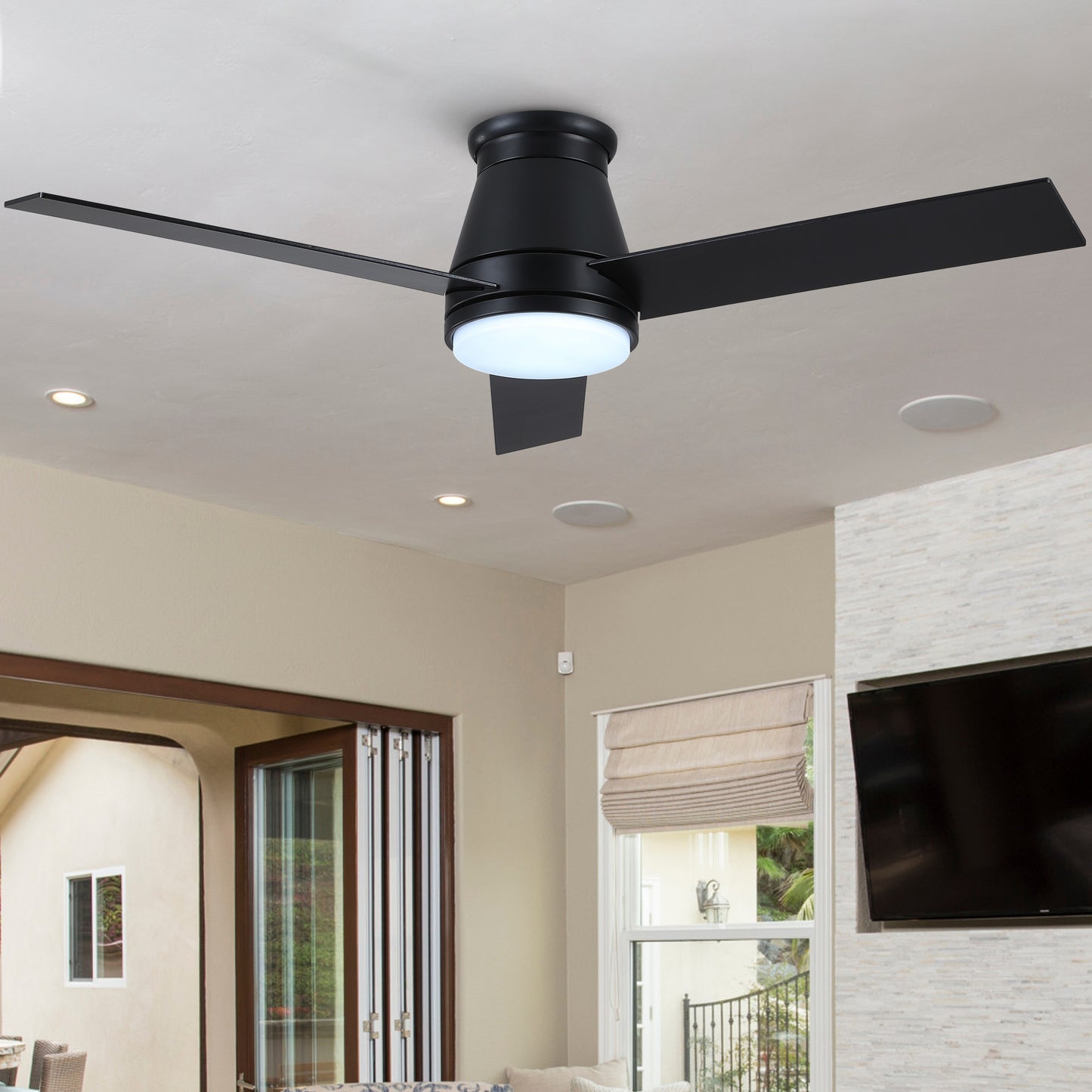 Sleek Black Ceiling Fan with Light