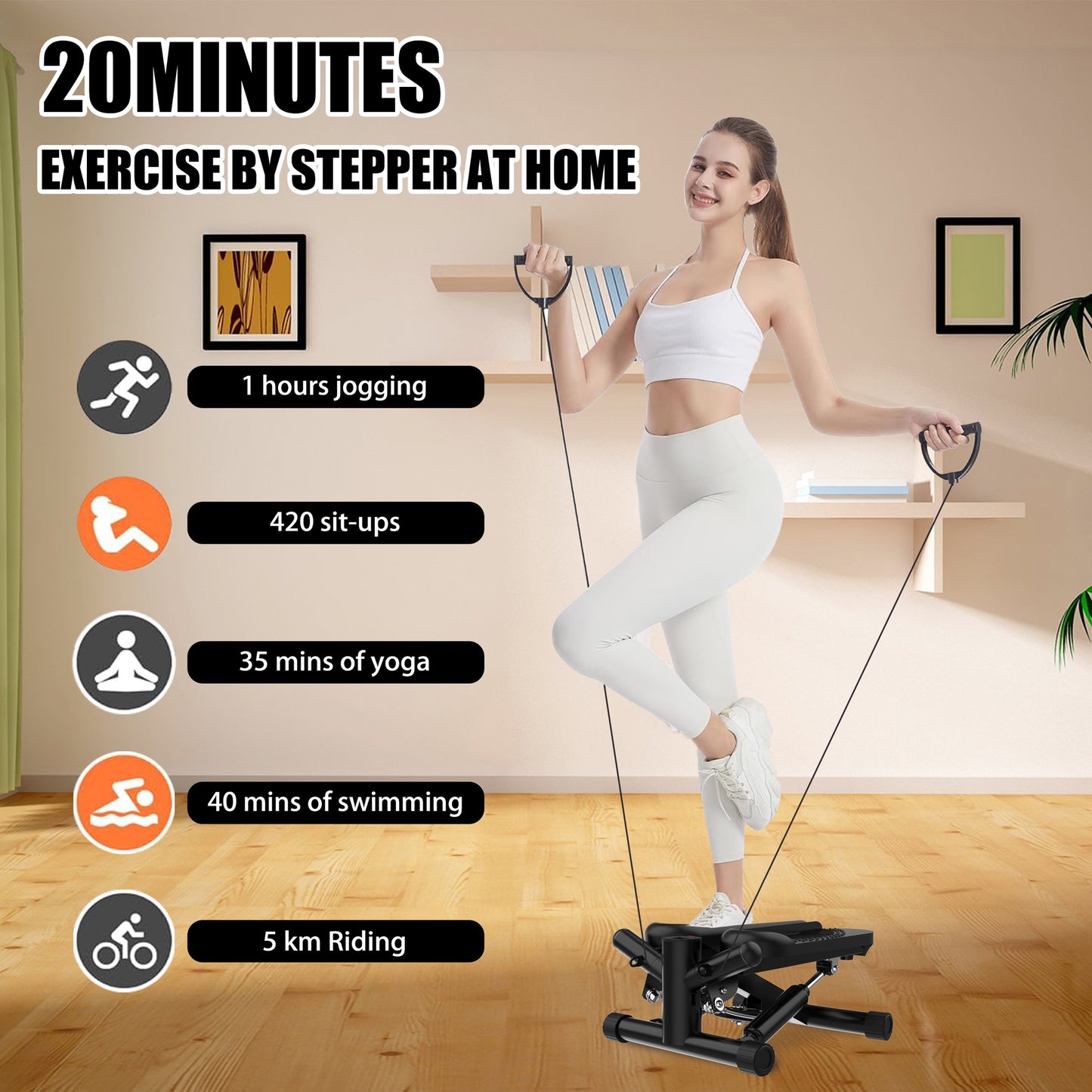 FitStep Pro: Ultimate Mini Stair Machine with Resistance Bands