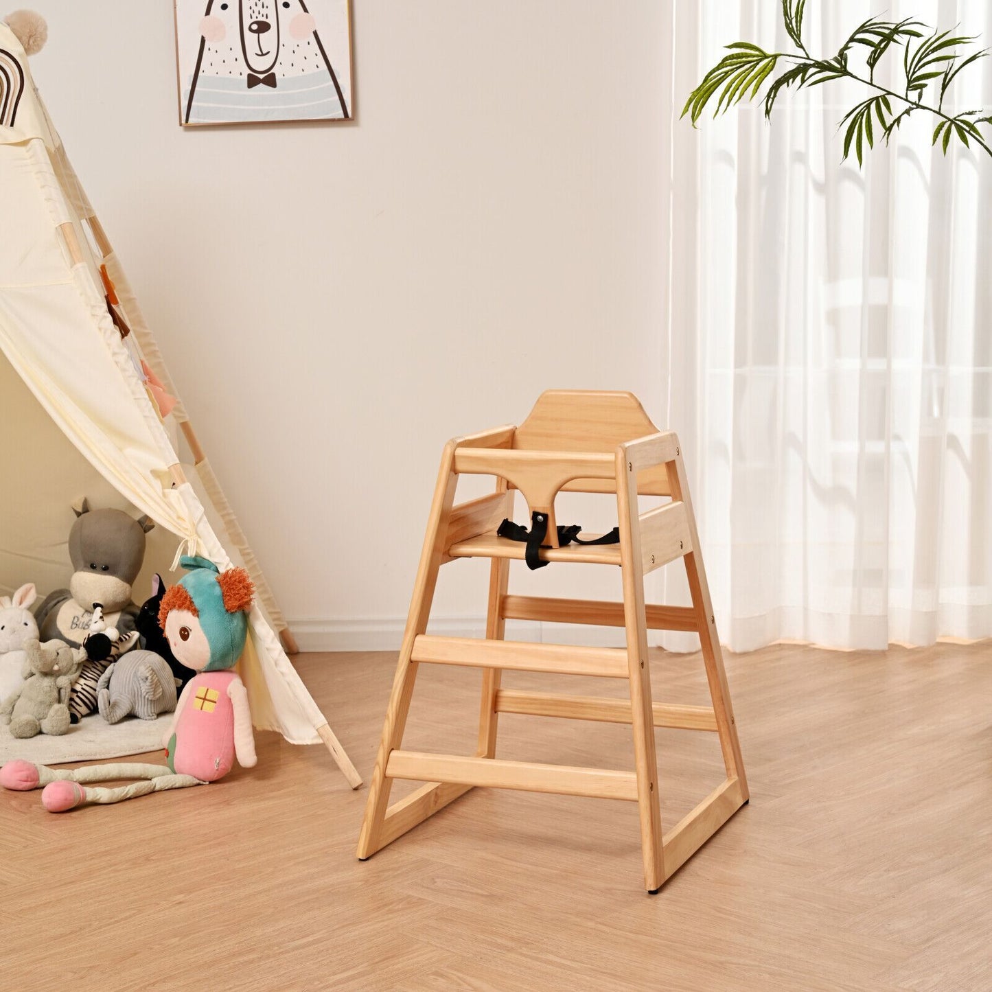 Natural Wood Booster Chair - Easy Clean & Portable for Growing Babies