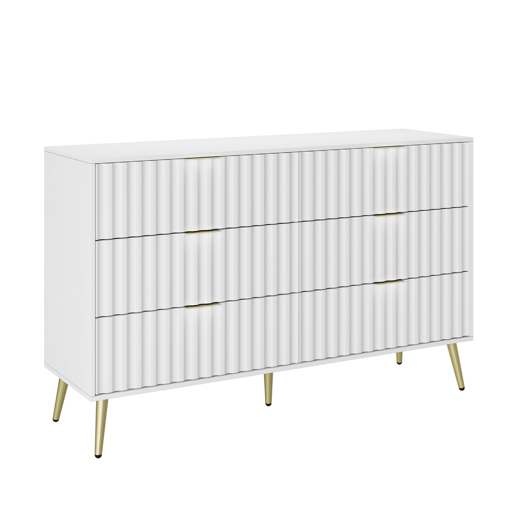 Sleek White 6-Drawer Storage Chest