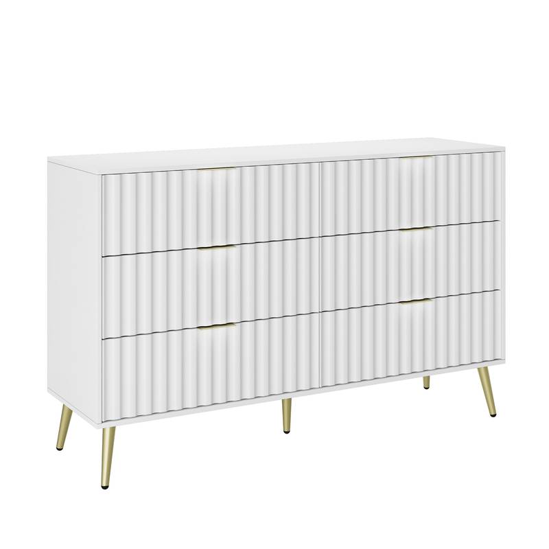 Sleek White 6-Drawer Storage Chest