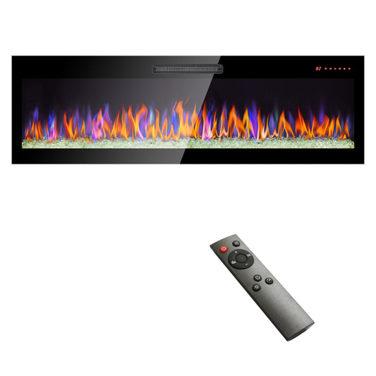 Sleek Wall-Mounted Electric Fireplace with Colorful Flames & Remote Control