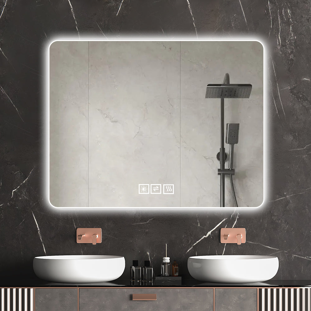 Glow & Go Bathroom Mirror: Dual LED Light, Anti-Fog Magic, Dimmable Delight!