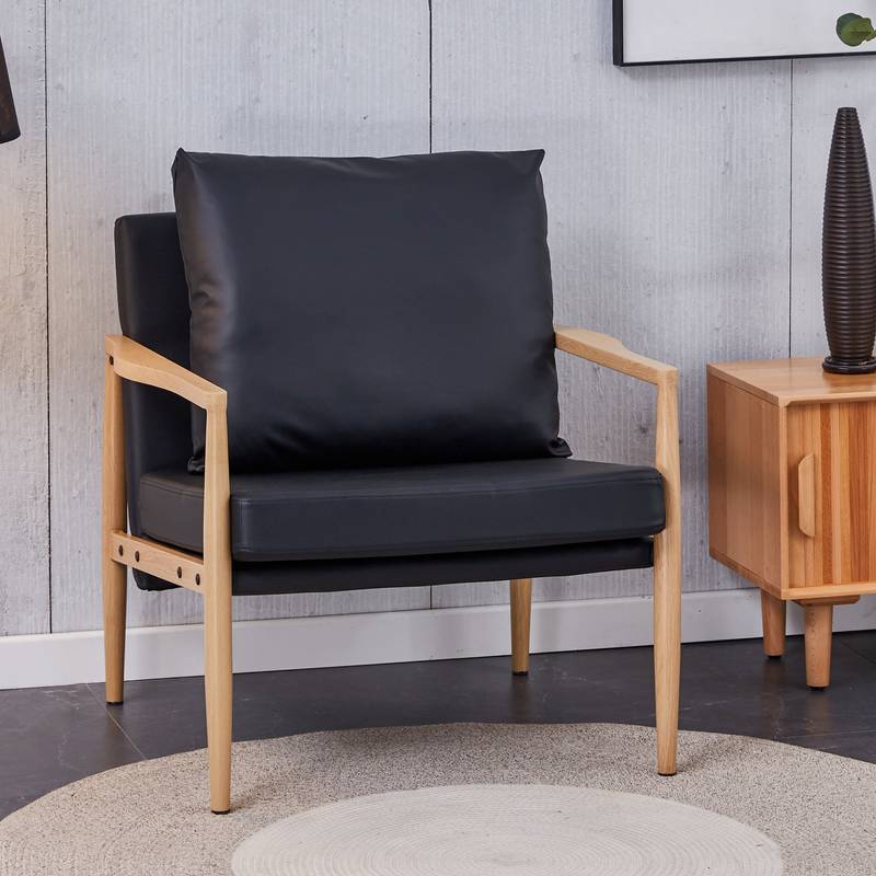 Chic Black Leather Accent Chair