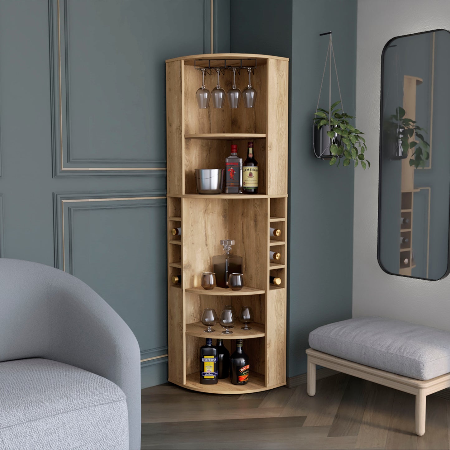 Stylish Oban Corner Bar Cabinet with Ample Storage