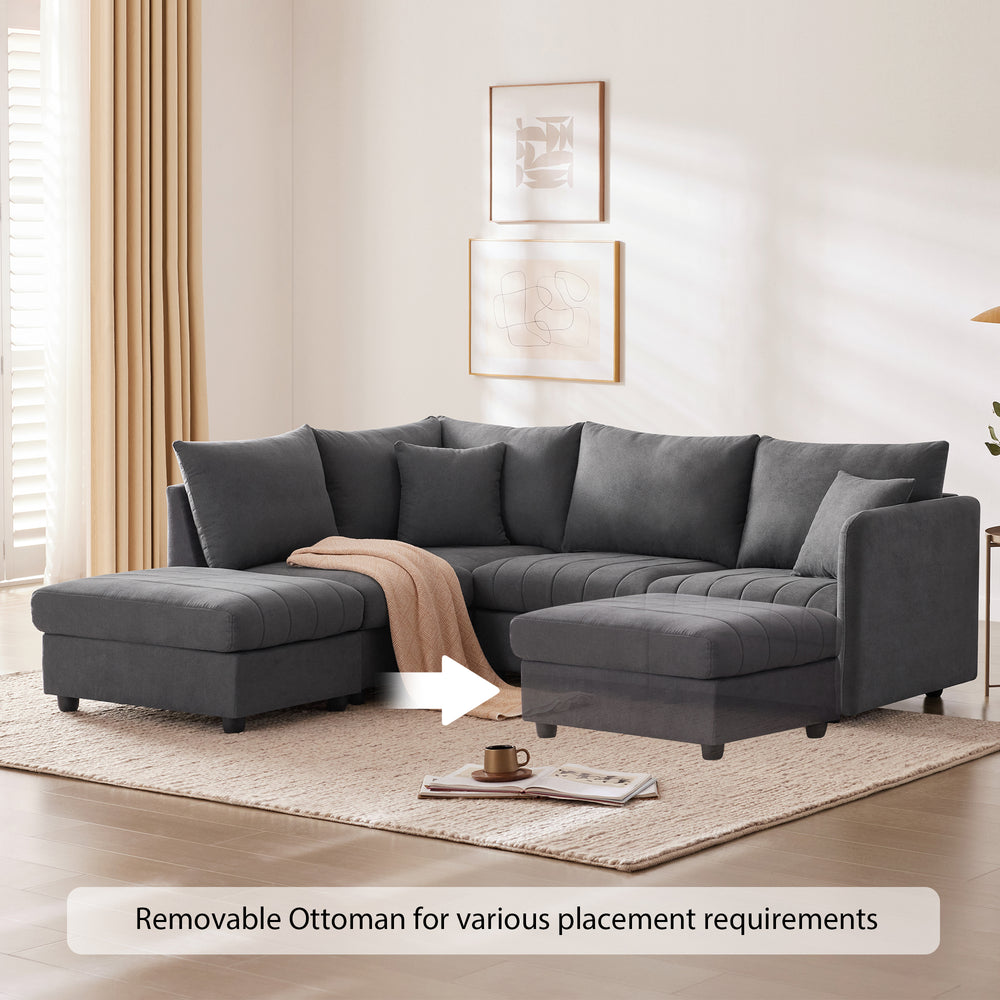 Chic Modular Sectional Sofa with Stripes