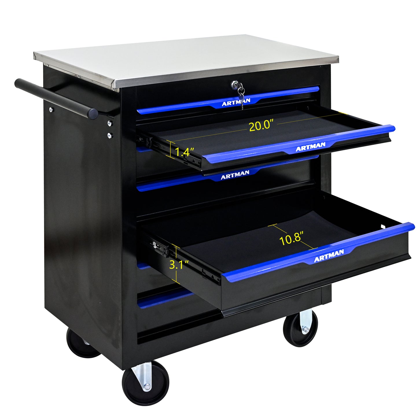 Versatile Rolling Tool Cart in Black and Blue