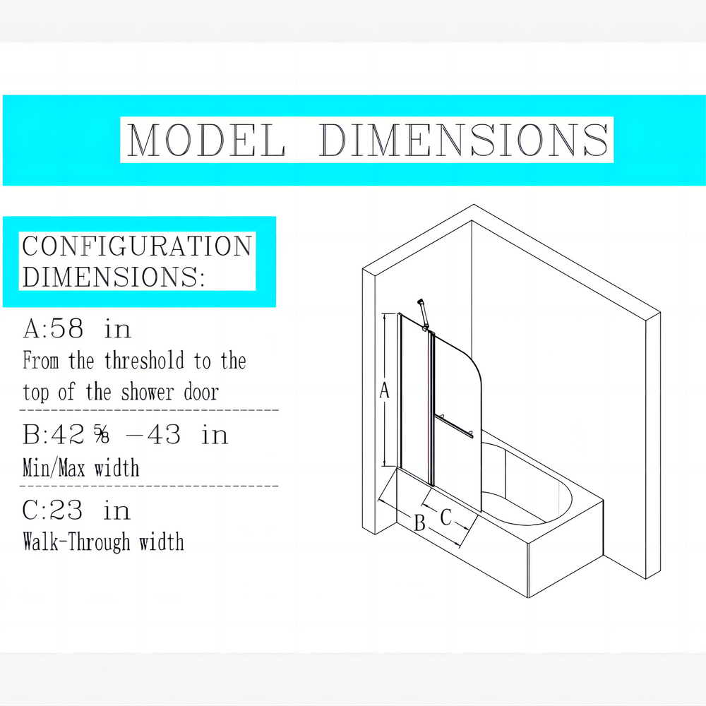 Sleek Frameless Folding Shower Doors for Bathtubs