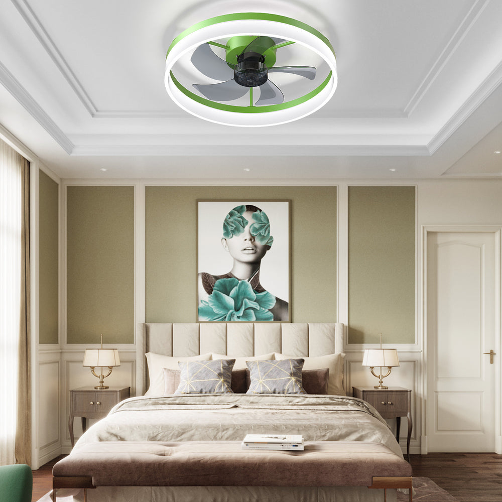 Sleek Green Dimmable LED Ceiling Fan with Light