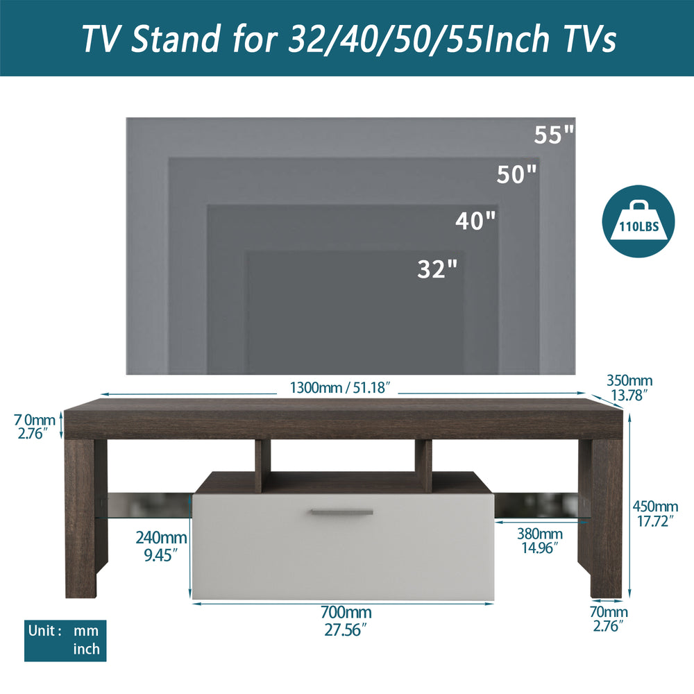 Sleek & Simple TV Stand with Color-Changing LED Lights