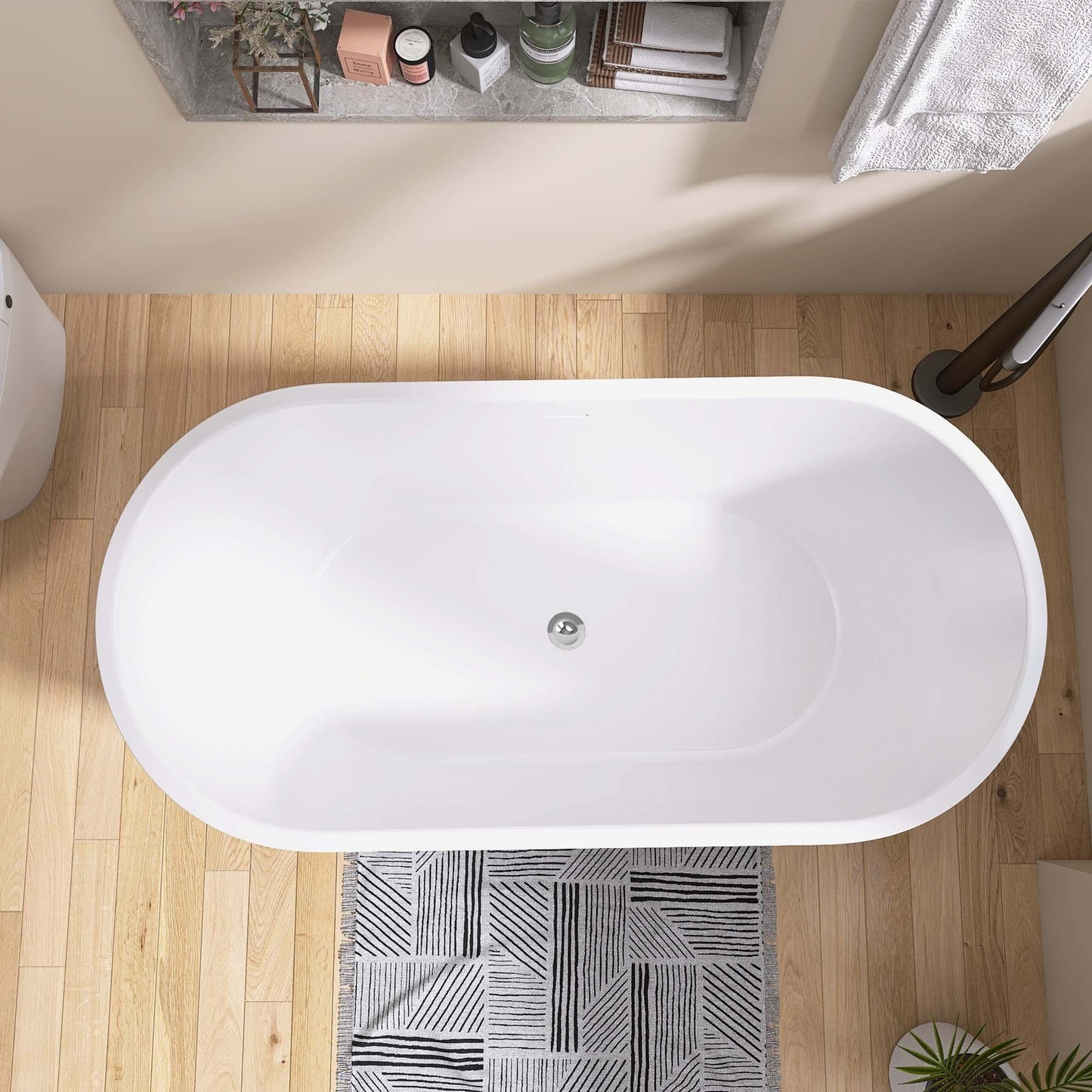 Classic Oval Freestanding Soaking Tub - Luxurious White Design