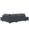 Cozy Blue L-Shaped Corner Sofa with Storage Ottomans