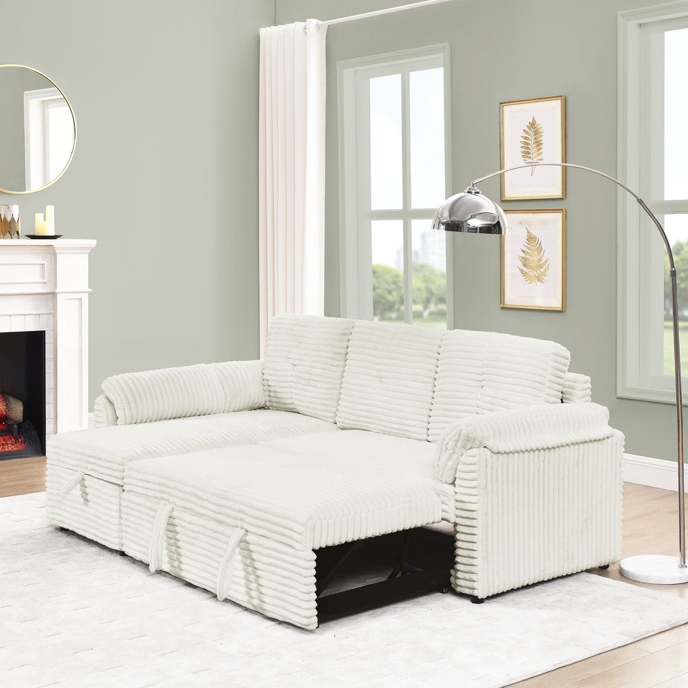 Cozy Convertible Corduroy Sofa Bed with Storage