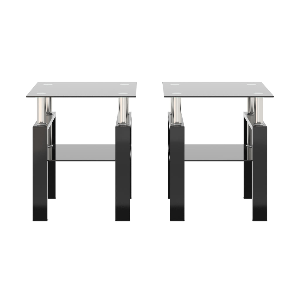 Chic Black Glass Square Tables - Perfect for Your Living Room!