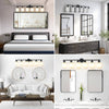 Chic Black Frame Vanity Light with Frosted Glass