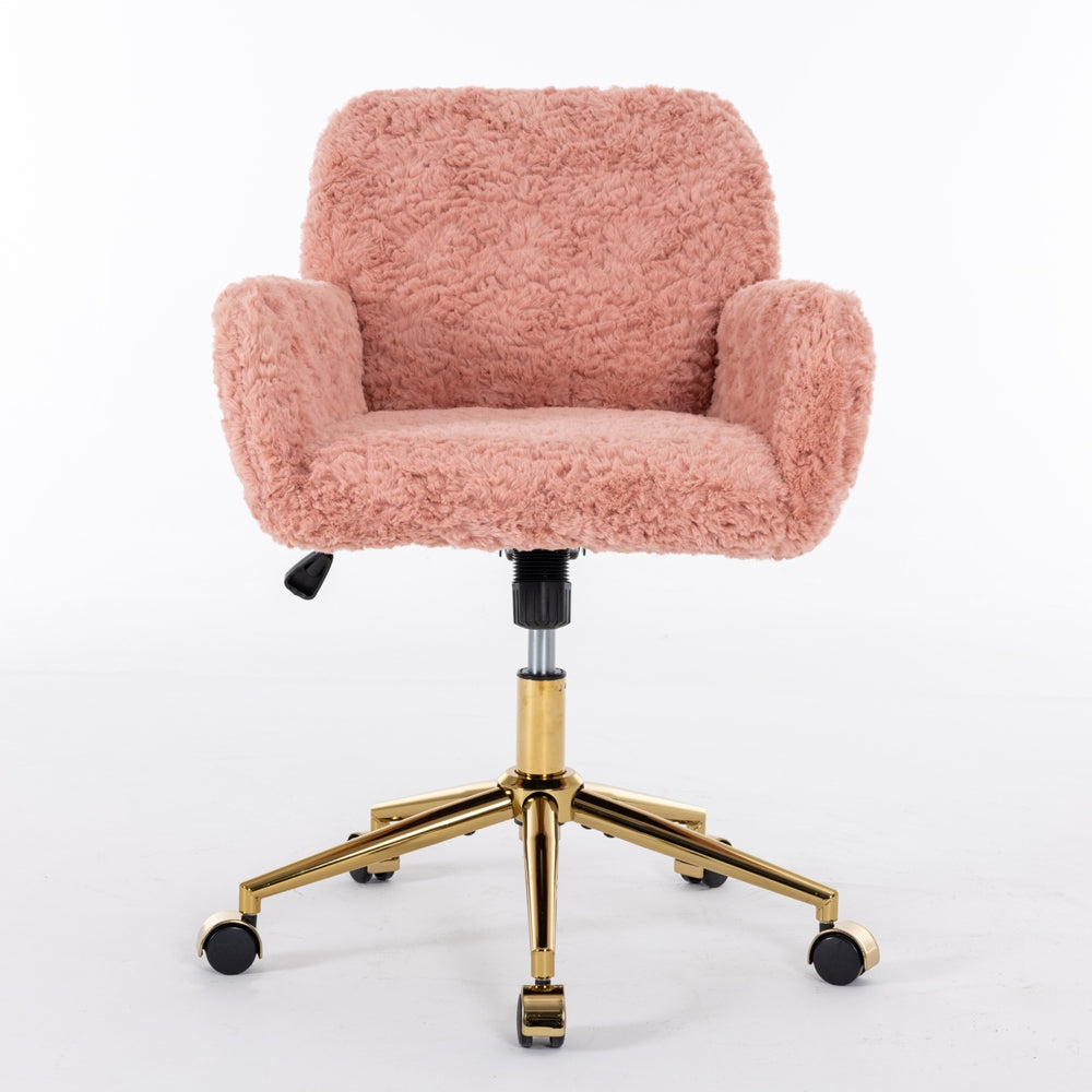 Chic Pink Office Chair with Golden Base