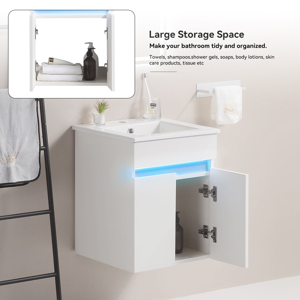 Sleek Wall-Mounted Bathroom Vanity with Sensor Light