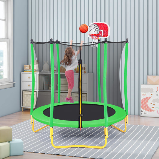 Jump & Play Mini Trampoline with Hoop for Kids