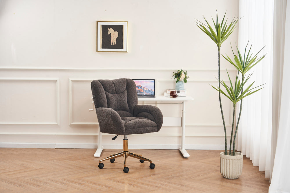 Cozy Swivel Teddy Chair with Gold Base