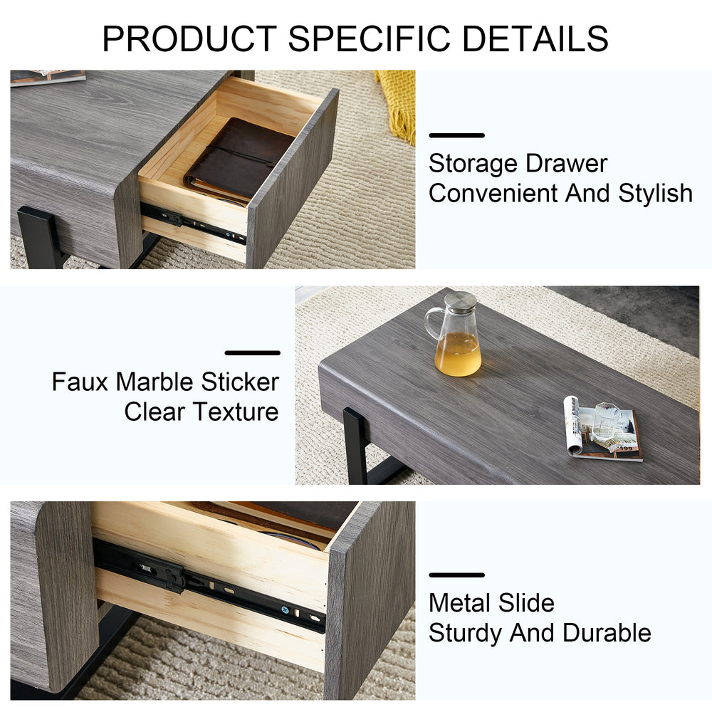 Sleek & Space-Saving Coffee Table with Wood Drawers