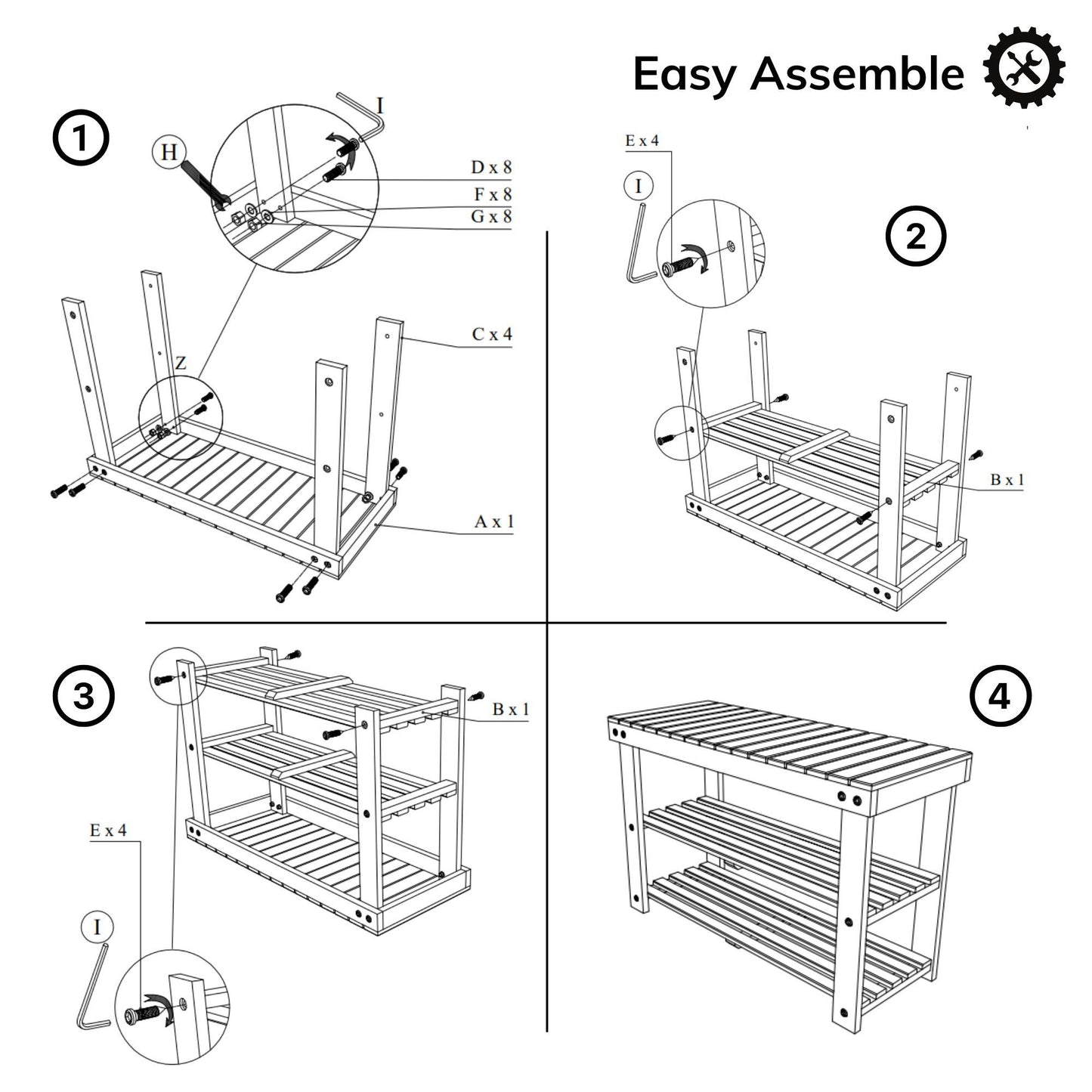 Natural Acacia Shoe Rack Bench - Stylish Entryway Organizer