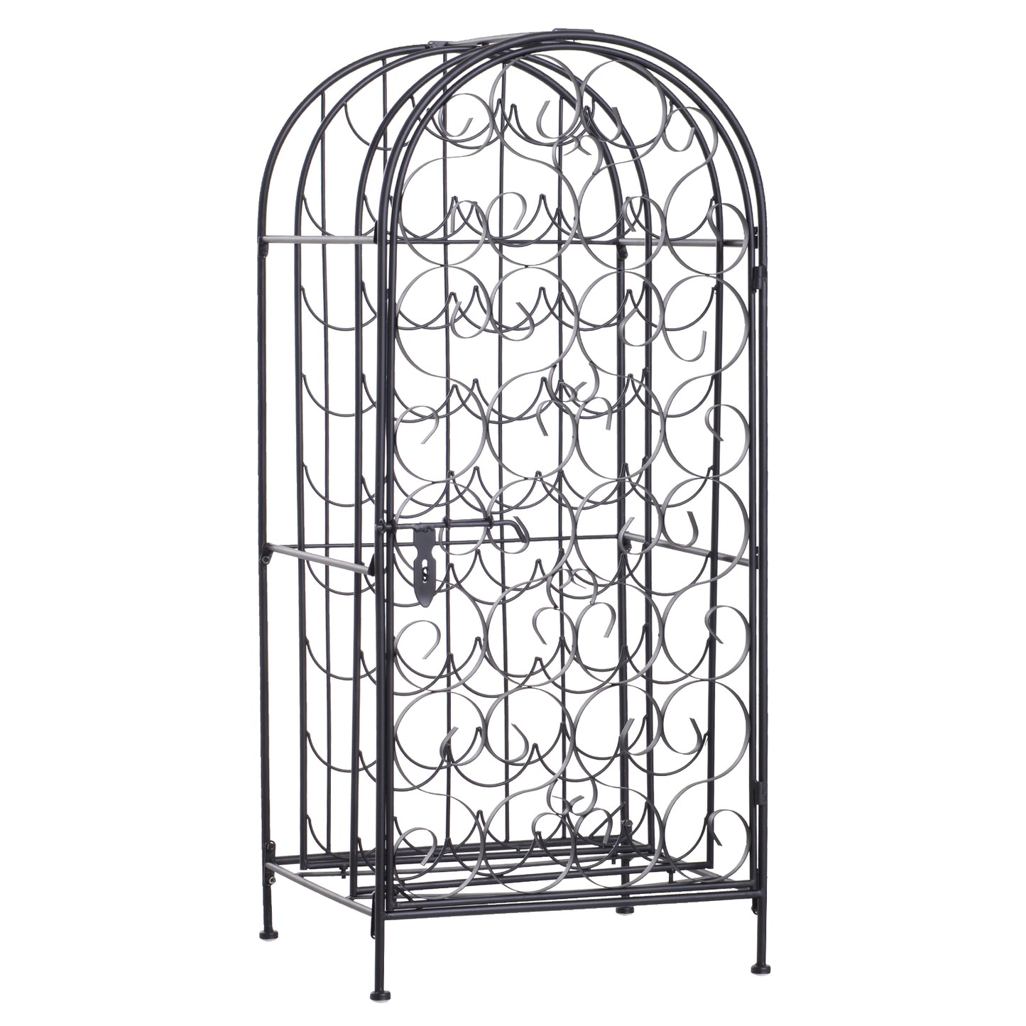 Chic Wine Haven - Stylish Lockable Black Wine Rack