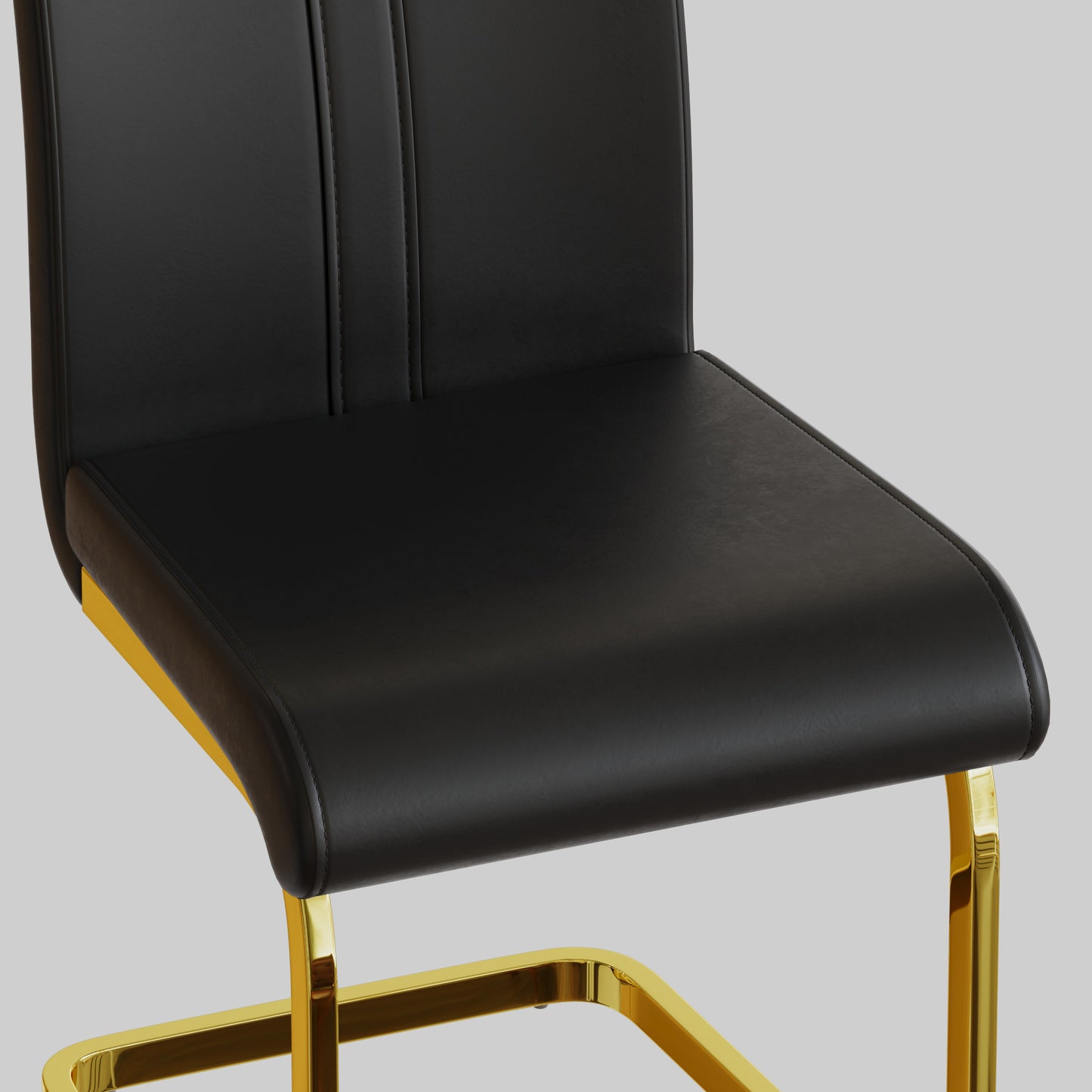 Chic Faux Leather Dining Chairs with Gold Legs - Set of Two