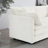 Chic White Chenille Loveseat with Pillows