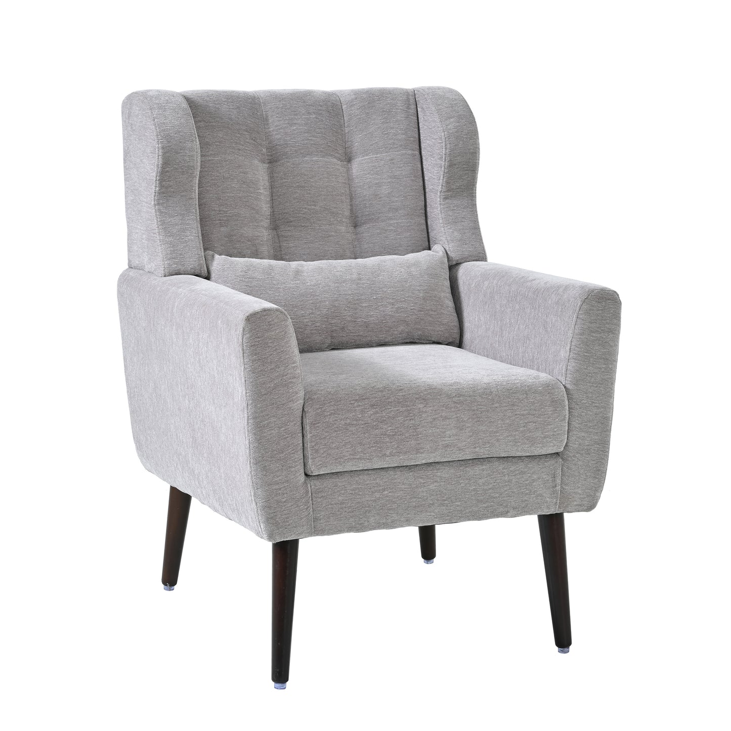 Chic Gray Lounge Chair with Comfort Pillow