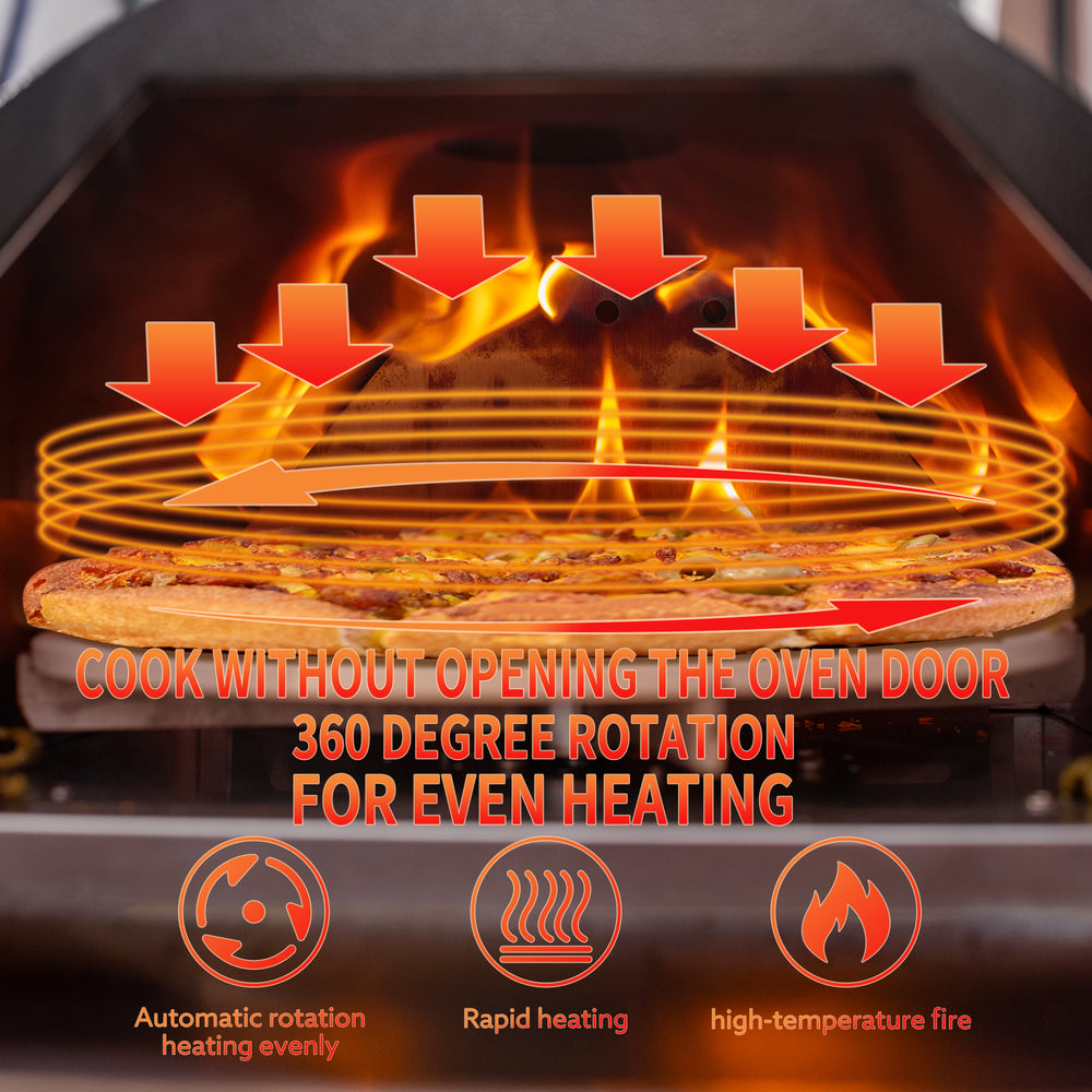 “Ultimate Outdoor Pizza Oven: Rotating, Portable, and Wood-Fired Fun!”