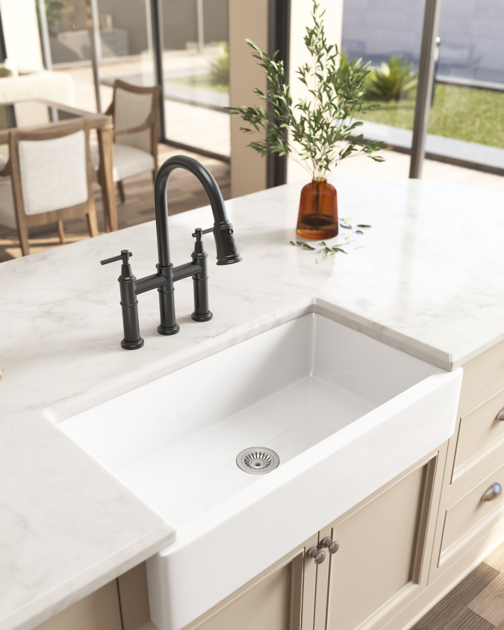 Charming Farmhouse White Ceramic Sink