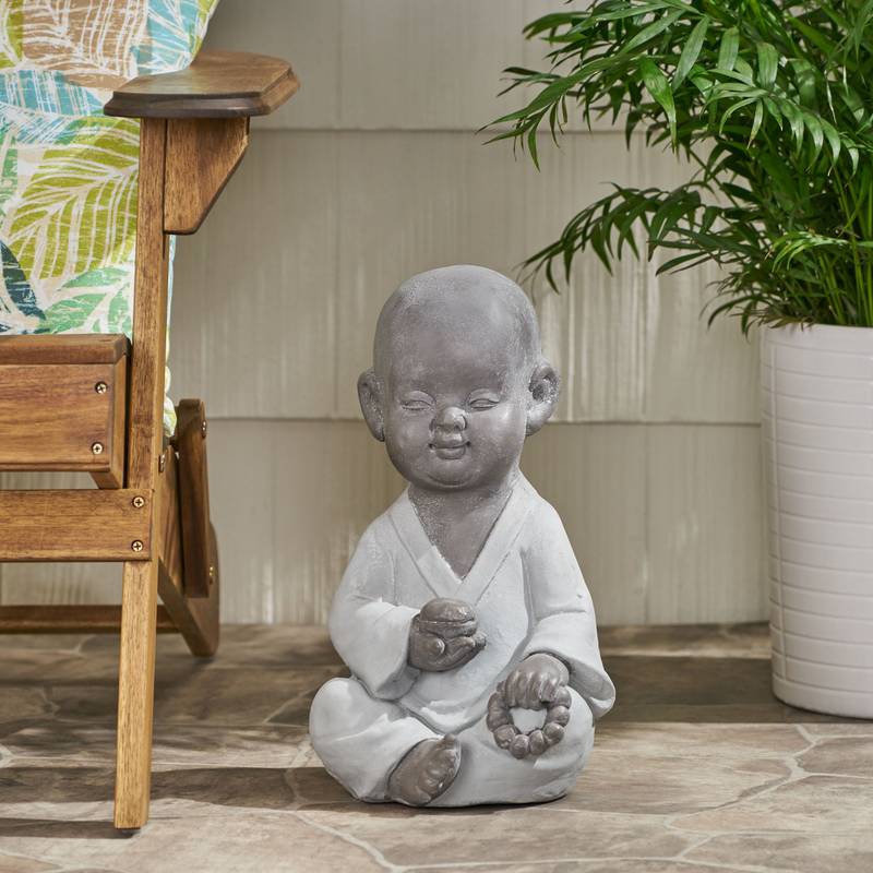 Serene Outdoor Monk Sculpture