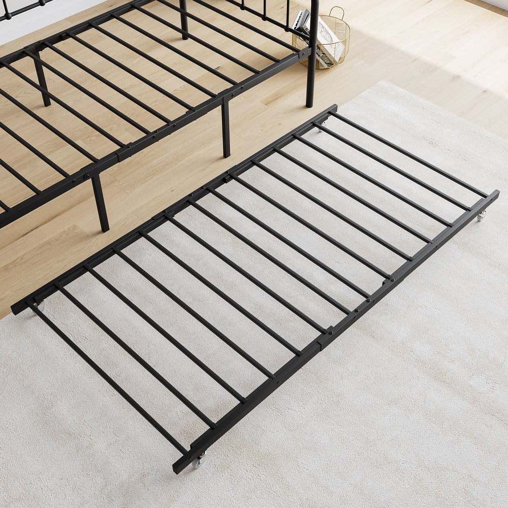 Stylish Twin Metal Daybed with Trundle - No Box Spring Needed!