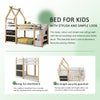 Cozy Twin House Bunk Bed with Storage Steps & 2 Fun Blackboards