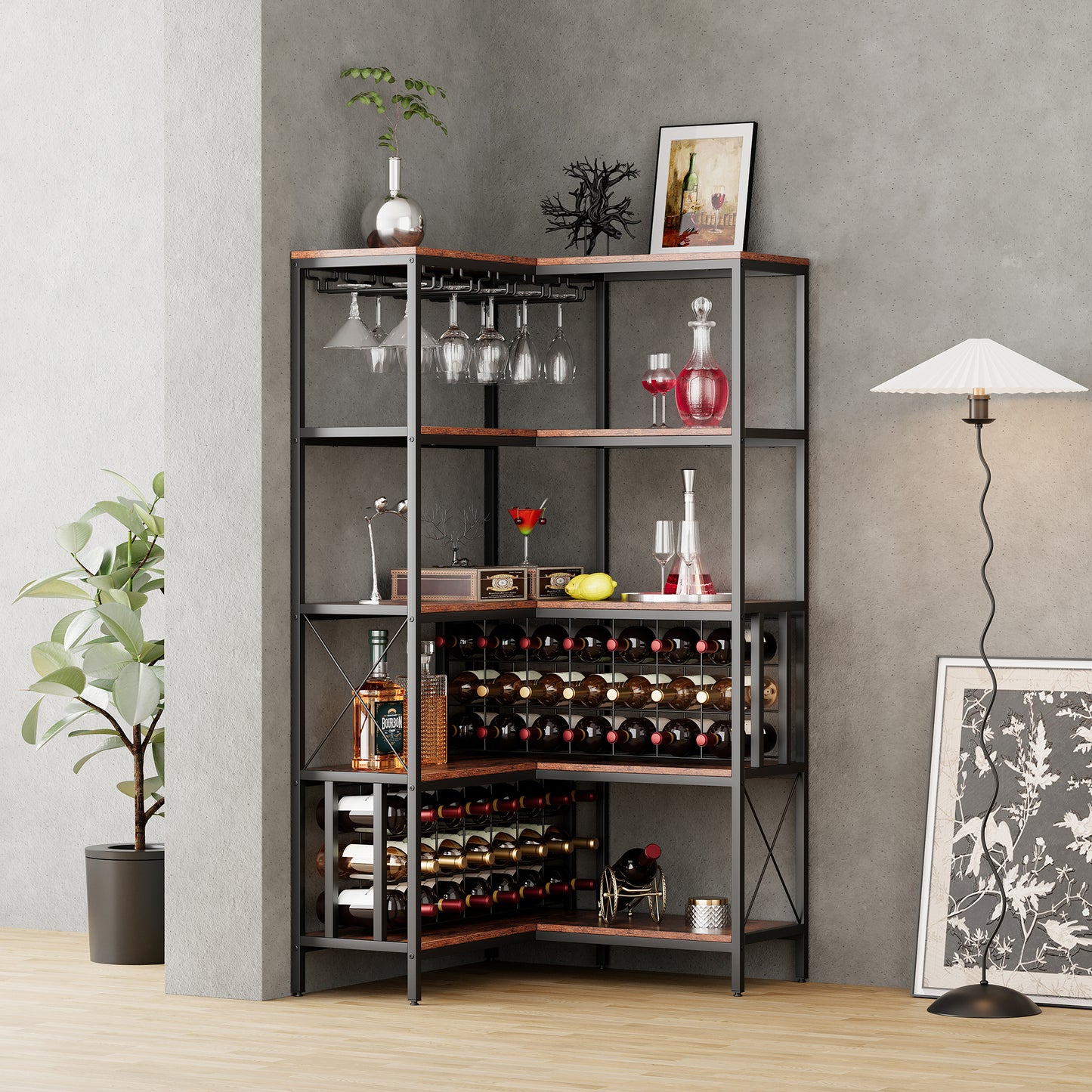 Chic Corner Wine Bar Cabinet