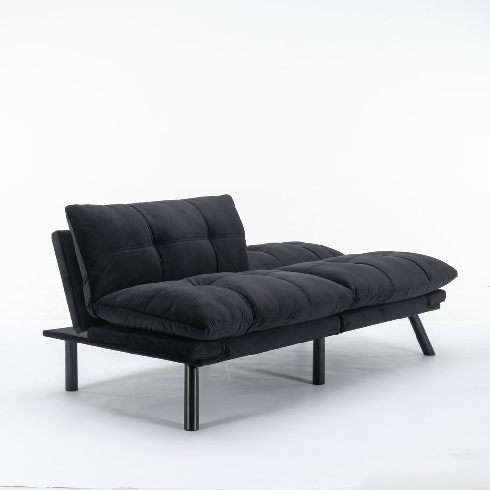 Sleek Black Convertible Sofa Bed