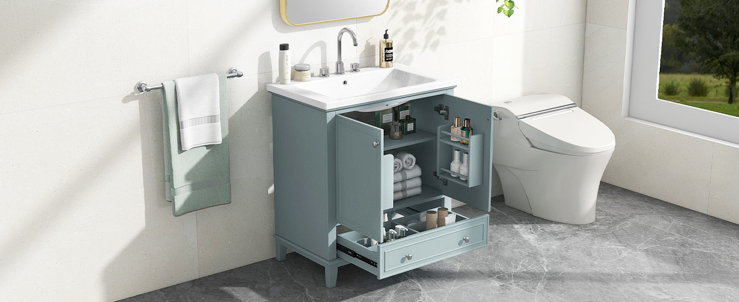 Chic Green Bathroom Vanity with Sink & Storage