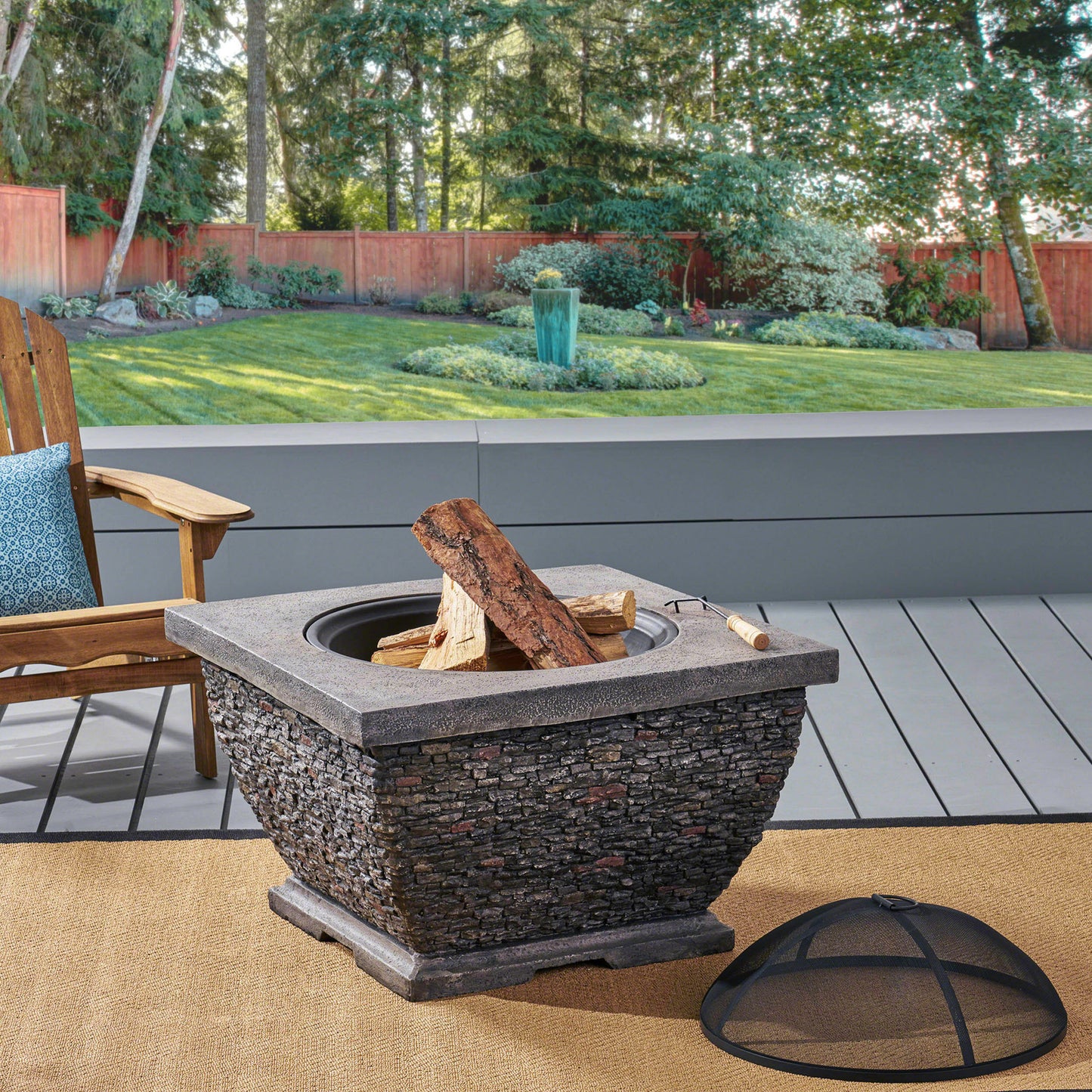 Cozy Grey Square Fire Pit