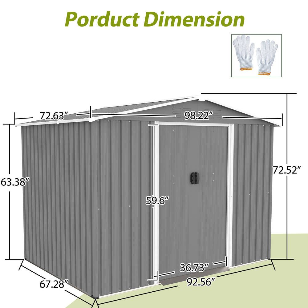 Gray Outdoor Tool Shed – Weatherproof Storage with Lockable Doors