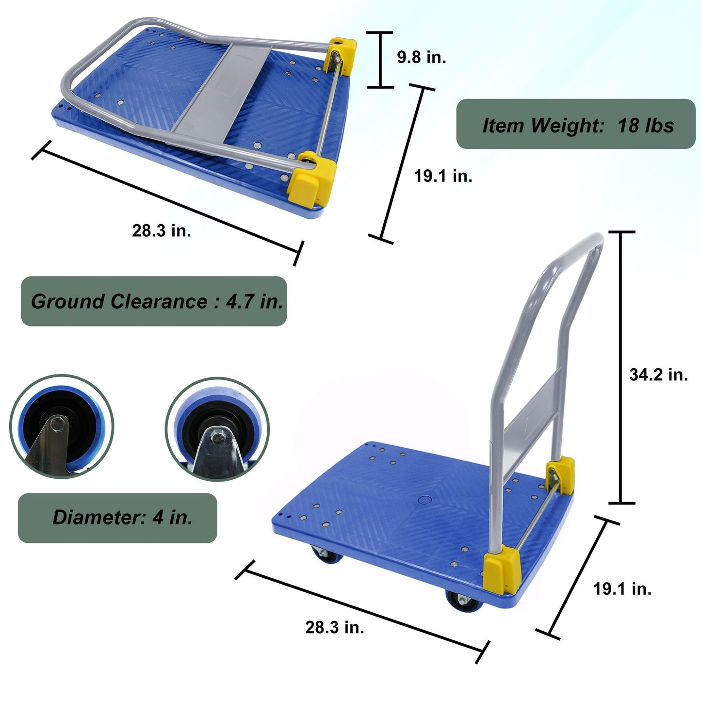 EasyFold Hand Truck: Heavy-Duty Cart with Swivel Brake Wheels