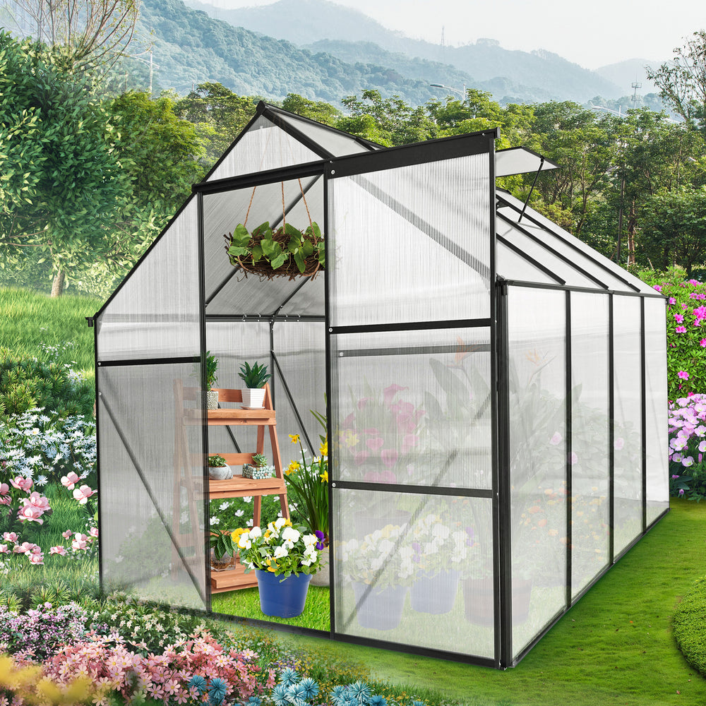 All-Season Walk-In Polycarbonate Greenhouse with Heavy-Duty Base