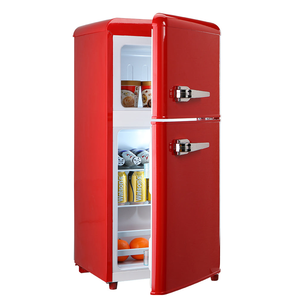 Chic Red Mini Fridge with Freezer – Perfect for Any Space!