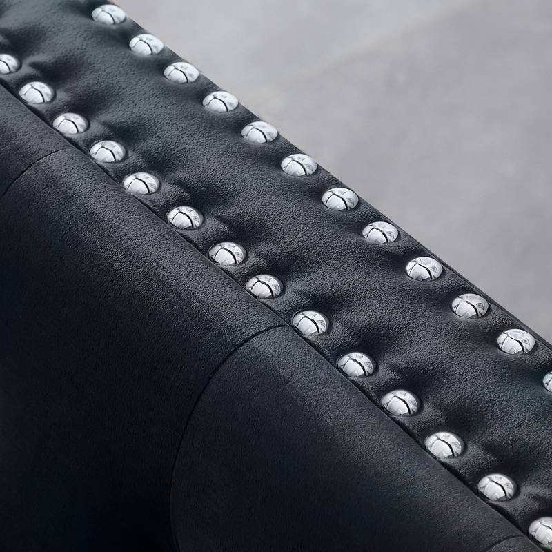 Luxurious Black Velvet Jewel Button Sofa with Pillows