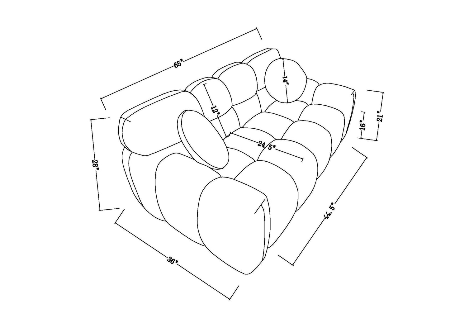 Cozy Beige Boucle Marshmallow Sofa for Two