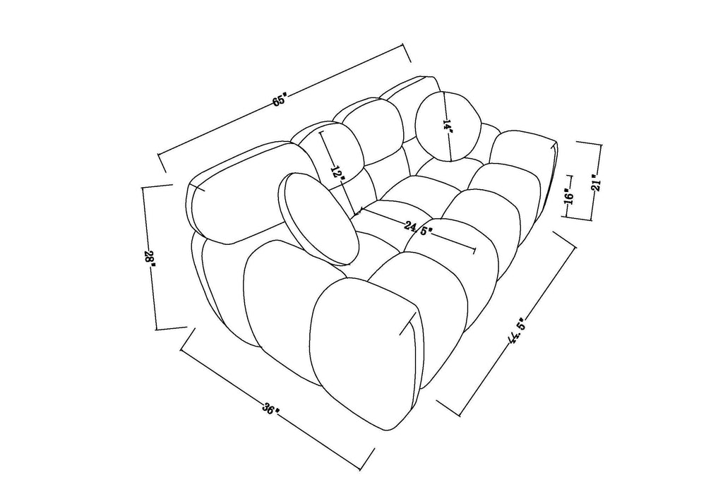 Cozy Beige Boucle Marshmallow Sofa for Two