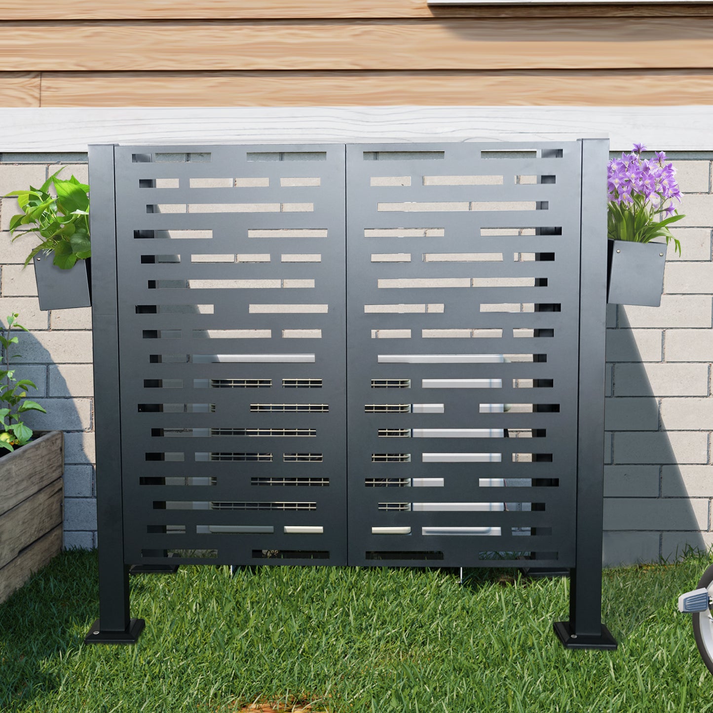 Outdoor AC Privacy Screen - Stylish Metal Fence Cover