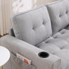 Cozy Convertible Futon Sofa Bed – Light Gray Loveseat with Side Pockets & Cup Holder