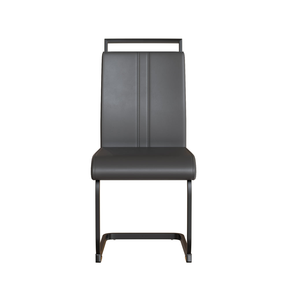 Stylish Grey Faux Leather Dining Chairs - Set of Four