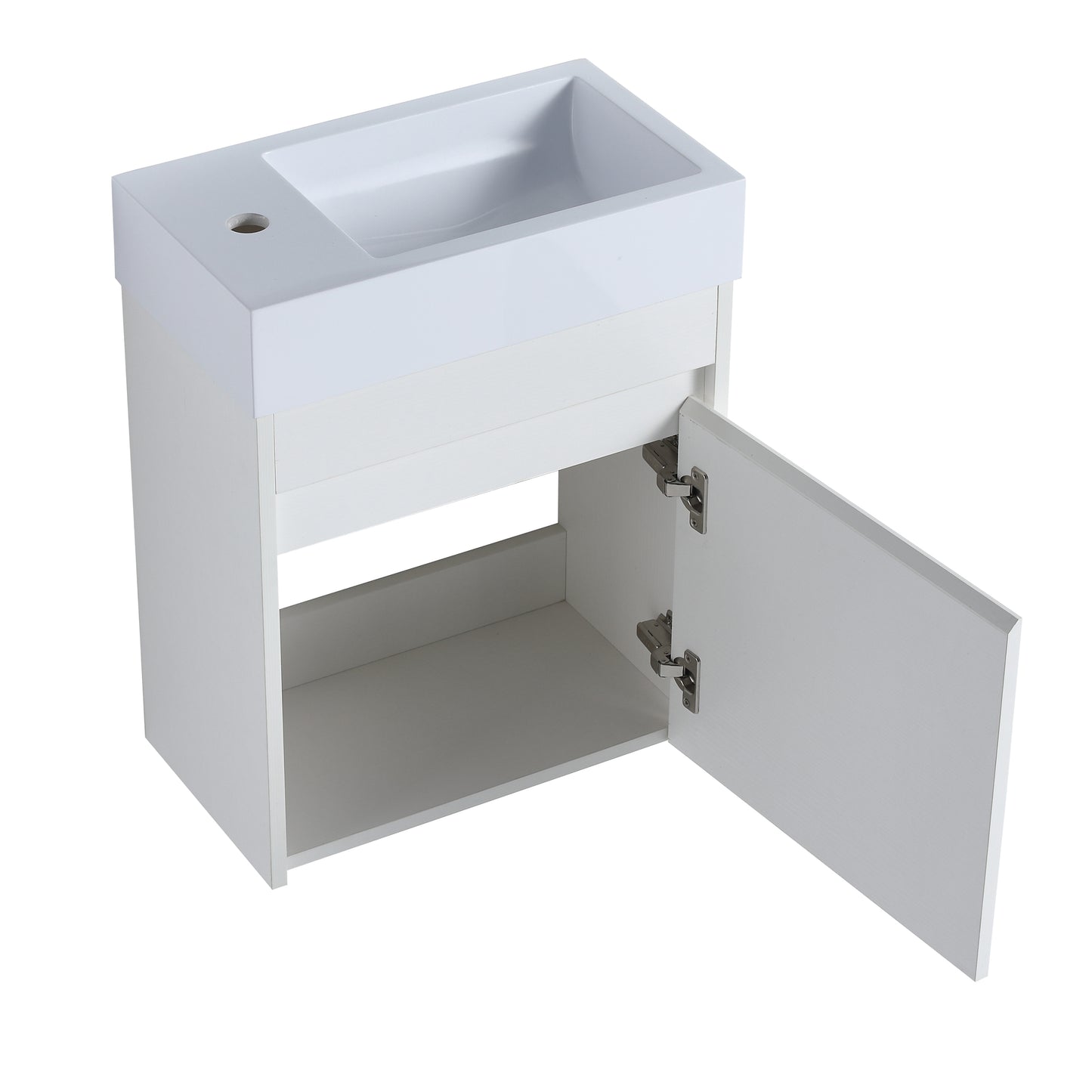 Sleek Wall-Mounted Bathroom Vanity with Soft-Close Door & White Sink